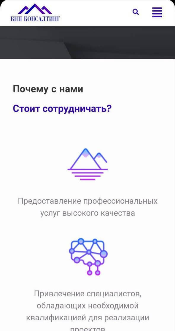 Мобильная версия — Сайт бухгалтерской и консалтинговой компании БПН Консалтинг — корпоративная разработка