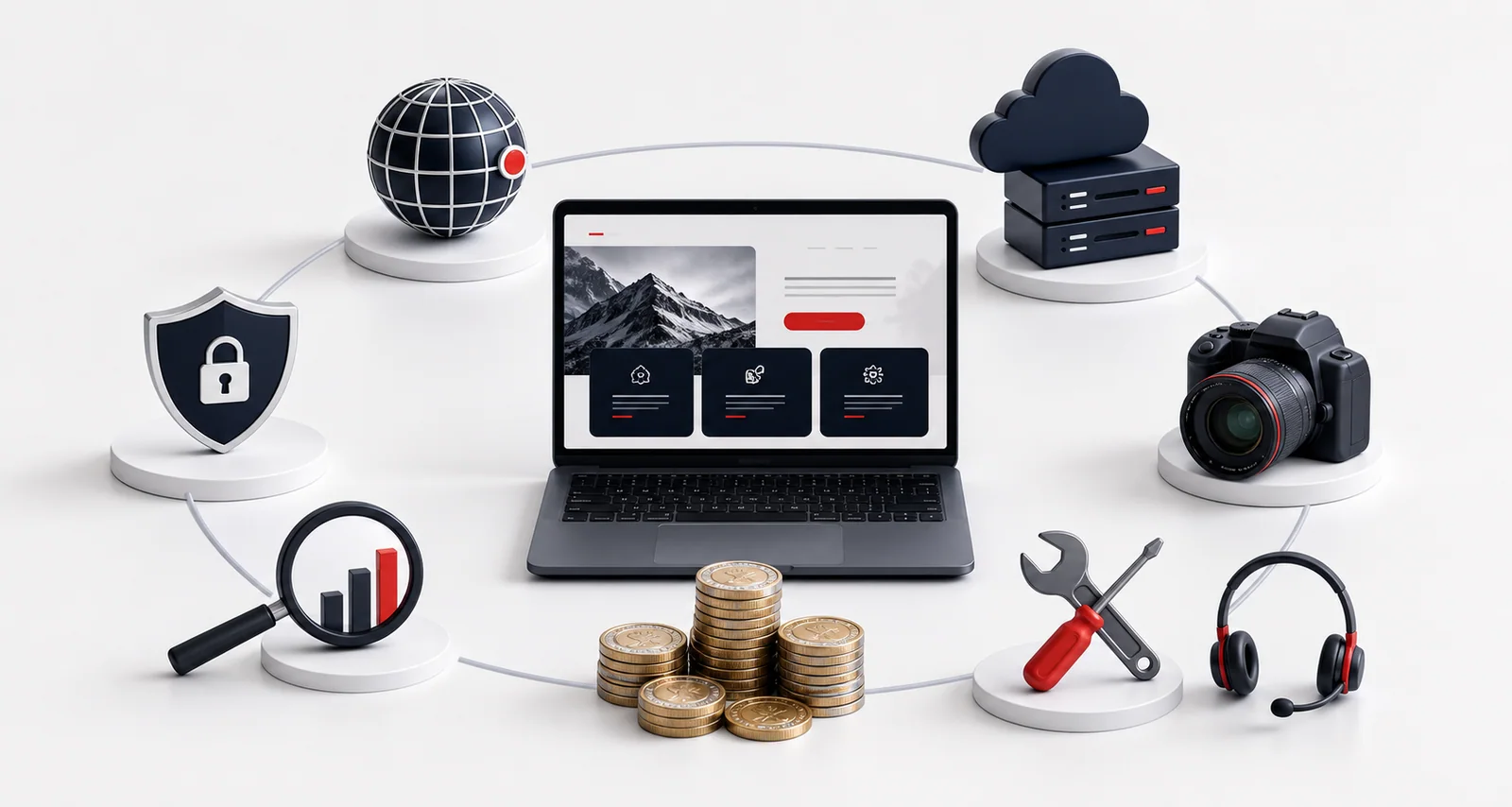 Дополнительные расходы на домен, хостинг, контент, SEO и поддержку сайта